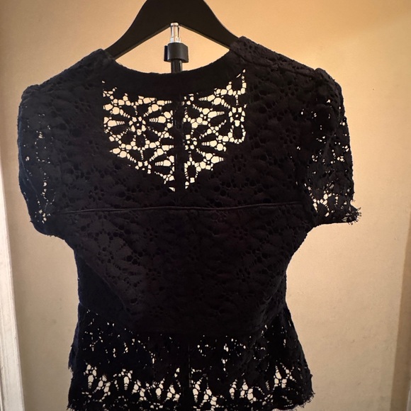 Betsey Johnson Black Lace Blouse with Bow Accents - Picture 4 of 5